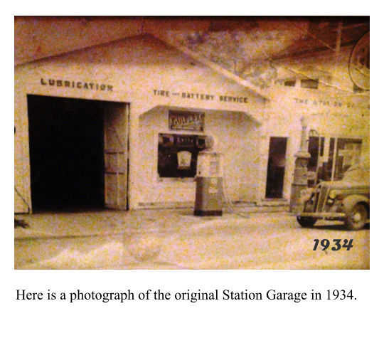 Photograph of the front of Station Garage in 1934. Early beginnings towards Miltner and  Sons Auto Care.